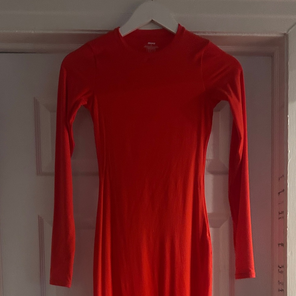 SKIMS red long sleeve maxi dress